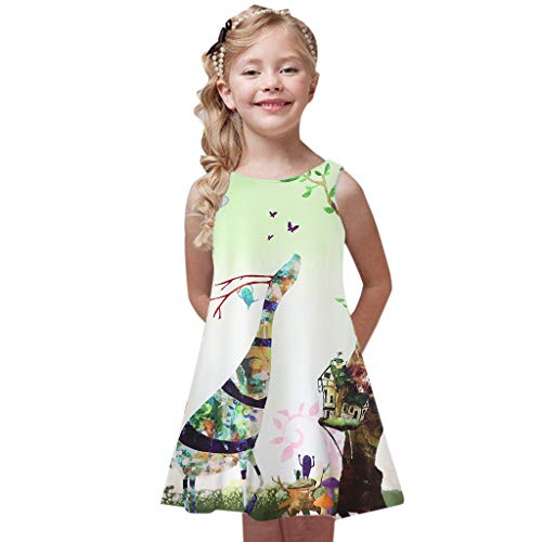 Luckycat Ropa Bebe Niña Verano 2019 Ropa Bebe Niña Vestido Bebe Ceremonia Vestido sin Mangas Impresión de Dibujos Animados en 3D Animados Vestidos 4-8 años