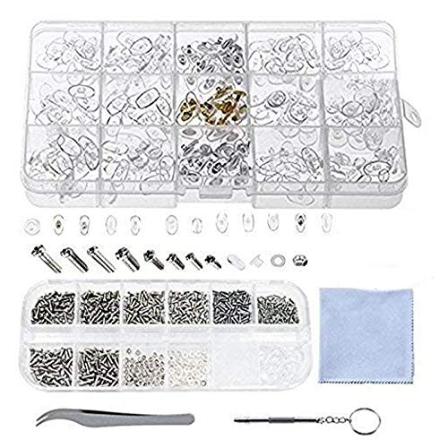 Lunettes en forme de kit de réparation150 paires de lunettes en forme de nez Coussinets Lot et 1100 pcs Assorties Tiny Vis Écrou Rondelle avec pince à épiler Tournevis pour lunettes de soleil Lunettes