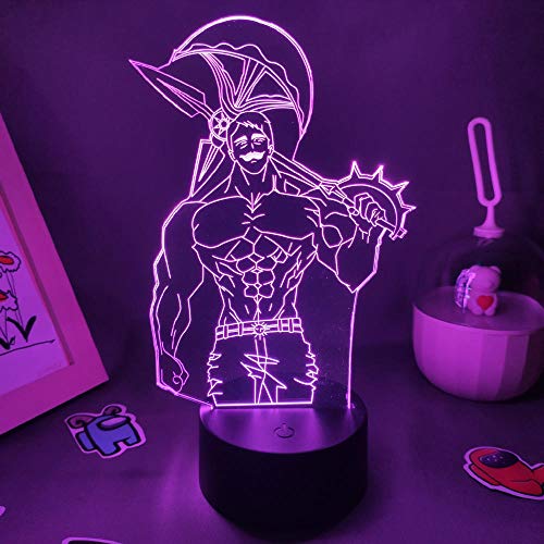 Luz De Ilusión 3D Luz De Noche Led Anime Los Siete Pecados Capitales Escanor Figura Cumpleaños Regalos Geniales Para Un Amigo Manga Lámpara De Mesa Decoración Cumpleaños Para Niños Regalos