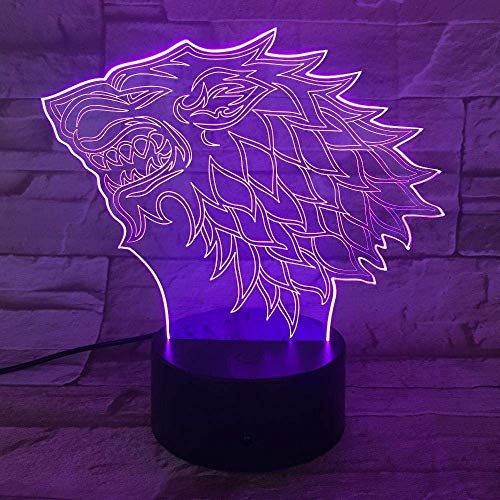 Luz de noche 3D tótem de dragón con luz LED de Game of Thrones Crown memorabilia acrílico grabado con láser 3D luz nocturna con control remoto táctil de 7 colores