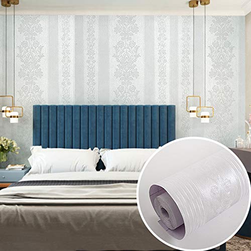 Lvjkes Papel de Contacto Autoadhesivo, Vinilo Adhesivo Impermeable, Pegatinas de pared con Impresión de PVC para Sala de Estar Dormitorio Cocina Renovación de Muebles de Pared, 45 cm x 10 m, Blanco