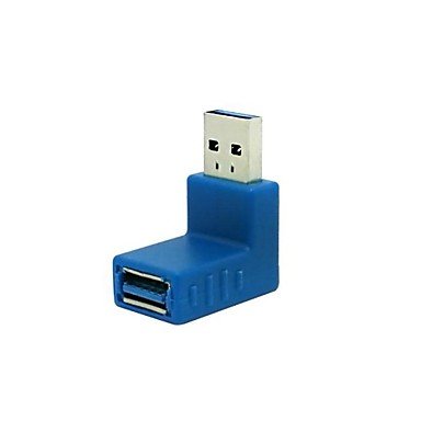 LWW usb 3.0 de 90 grados de ángulo macho a hembra adaptador azul