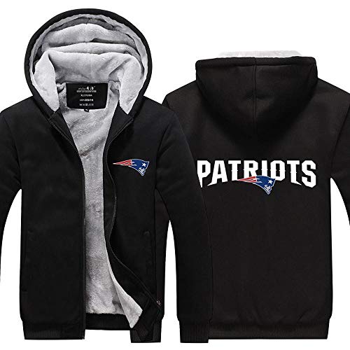 LXSH Chaqueta con Capucha Unisex Sudadera Patriots Abrigo Suéter Cálido - Cremallera Uniforme De Béisbol Empalme Jersey De Manga Larga-Regalo para Adolescentes,A-M