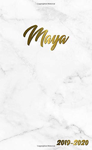 Maya 2019-2020: Pretty Personal Marble & Gold Two-Year Monthly Pocket Planner with Phone Book, Password Log and Notebook. Cute Girl Name Gift Calendar, Organizer and Agenda.