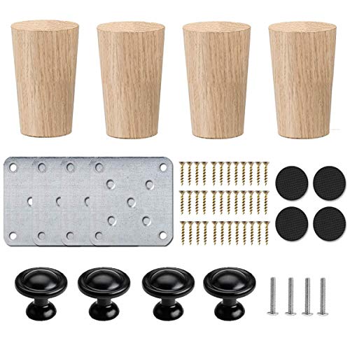 Mengger 8Pcs Patas De Muebles De Madera Mesa De Té Sofá De Pierna Gabinete Patas De Mesa Aumente Los Accesorios Para Muebles De Bricolaje patas mesa Con Tirador para puerta 8cm