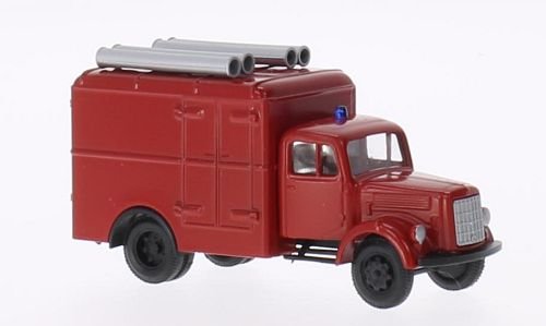 Mercedes Camion Caja remolque con Carga de Tejados, Departamento de Bomberos , Modelo de Auto, modello completo, Herpa Minitanks 1:87