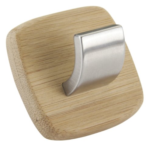 Metaltex Percha Adhesiva Bambu/INOX, Plata, 25 x 15 x 5 cm