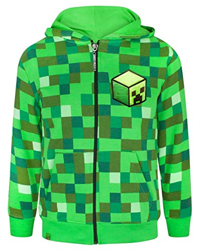 Minecraft Childrens/Boys Creeper Character Hoodie (Años (11-12)/Verde)