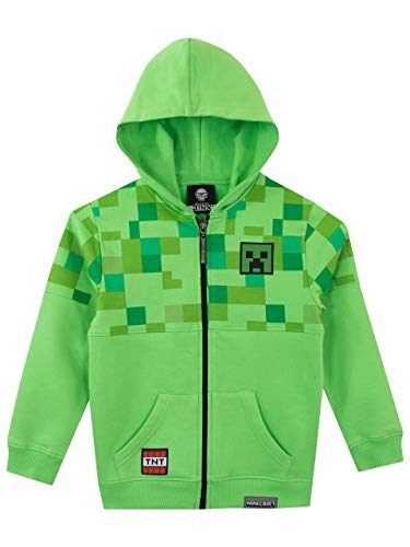 Minecraft - Sudadera con Capucha para Niños - Creeper - Verde - 10 a 11 Años