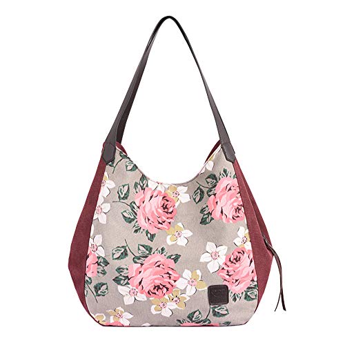 MINGZE Bolsos, Sencillo Vida Bolsos Mujer Bolso Mochila Mujer Bolsos de Mujer Bandolera Mujer de Lona Bolsa de Viaje Mujer (Rosa roja)