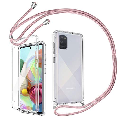 Mkej 3 en 1 Funda Colgante movil con Cuerda para Samsung Galaxy A21S Doble Cara Carcasa Móvil de Protección 360 Grados, Protectora con Protector de Pantalla Integrado con Correa Colgante