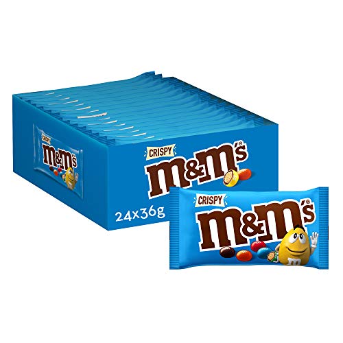 M&M's Choco Snack en Bolitas de Colores de Arroz inflado y Chocolate con Leche (24 bolsitas x 45g)