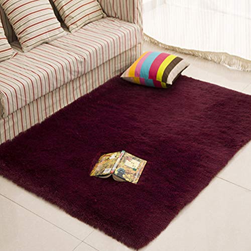 Morbuy Tapete Rectángulo Felpudos Alfombra Hogar Antideslizante Alfombras Piso Moqueta Mats Pad para Habitación (60 * 90cm, Rojo Vino)