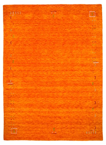 Morgenland Gabbeh Alfombra FENTH de 240 x 80 cm, Color Naranja con Bordes de diseño de Loribaft Oriental