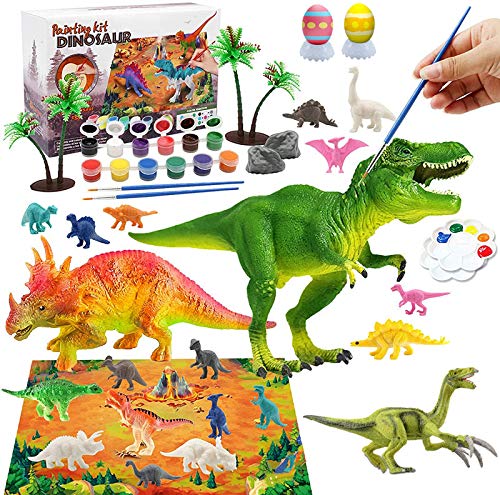 Morkka Kit de Juguetes de Pintura de Dinosaurios, 12 Colores Pintura de Acuarela Segura y no tóxica, Lavable Kit de Ciencias para Niños y Niñas, Niños de 3, 4, 5 años