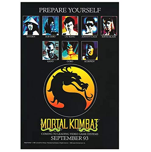 Mortal Kombat 1993 Prepárese Anuncio impreso en lienzo Póster de arte HD Imágenes de la sala de estar Decoración del hogar-20x30 IN Sin marco