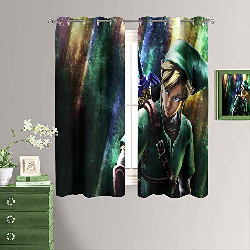 MRFSY The Legend of Zelda Breath of The Wild Cortinas opacas para dormitorio, cortinas de ventana con ojales para sala de estar (182 x 182 cm)