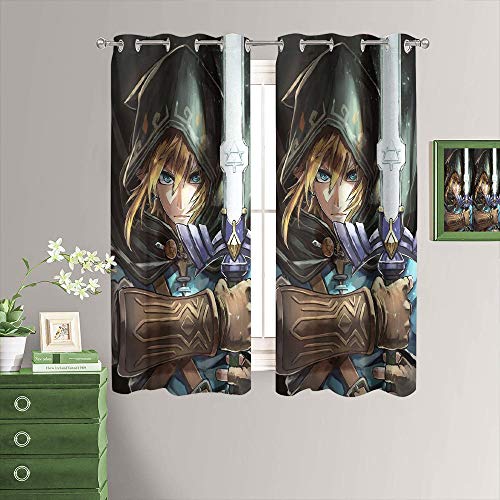 MRFSY The Legend of Zelda Breath of The Wild Cortinas opacas para ventana de dormitorio (52 x 63 pulgadas)