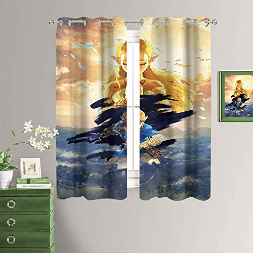 MRFSY The Legend of Zelda Breath of The Wild Keep Warm Cortinas opacas para ventana, cortinas opacas de 42 x 54 pulgadas