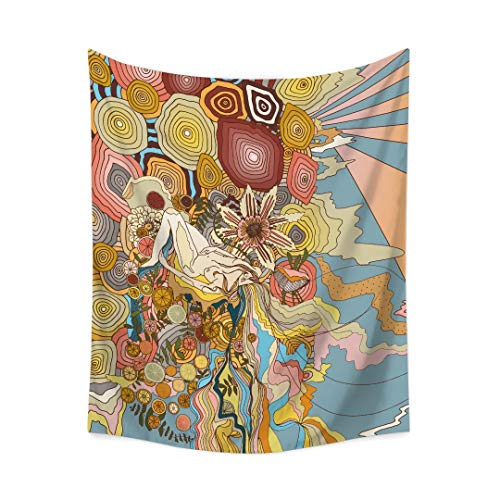 N / A Tapiz de Calavera psicodélica Tapiz de Mandala Floral Tapiz de Pared Hippie Mural Dormitorio Sala de Estar Tapiz de Pared Alfombra mantón decoración del hogar Tapiz Tapiz A4 130x150cm