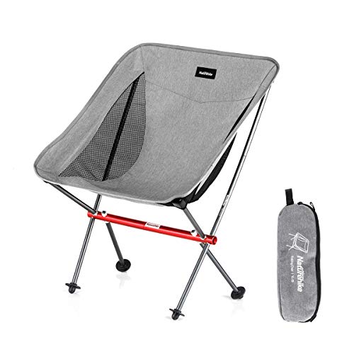 Naturehike La Silla de Camping portátil Puede soportar 150 kg, es Ultraligera y Plegable, y se Puede Montar y Desmontar rápidamente (Gris)