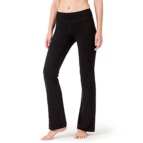 NAVISKIN Pantalones de Yoga para Mujer Pants de Pilates Bolsillos Elástico Transpirable Ideal para Danza Correr Trotar Ejercicio Aeróbico Pilates Fitness Negro Inseam-31in L