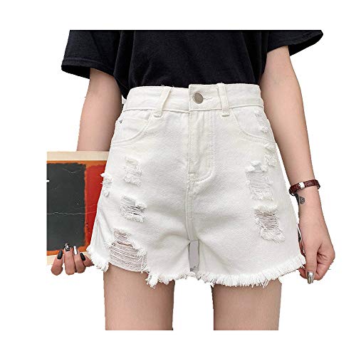 NOBRAND Tattered Denim Shorts Mujer Verano Suelto Talle Alto Burr Short Jeans Mujeres