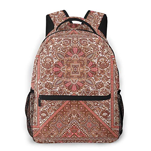 OMQFEW Mochilas Portatil 14 Pulgadas, Resistente al Agua Casual Mochila, Multifuncional Mochila de Gran Capacidad para Hombre Mujer Escolar Trabajo Viajes Alfombra India