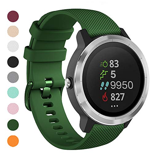 Onedream Correas Compatible para Garmin Vivoactive 4, Compatible con Samsung Galaxy Watch 3 45mm, Pulsera de Repuesto Band Deportivo Correa del Reloj Silicona Accesorios 22mm, Verde Oliva (Sin Reloj)