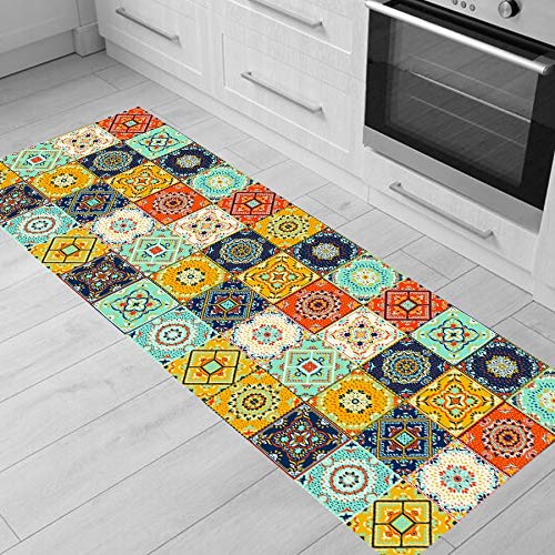 OPLJ Alfombrillas con diseño de Flores geométricas Personalizadas, Alfombra Antiarrugas para Sala de Estar, Cocina, Alfombra Antideslizante para baño, Alfombra A6 60x90cm