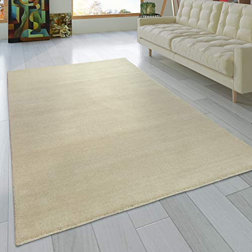 Paco Home Alfombra Anudada A Mano Gabbeh 100% Lana Discreta Jaspeada En Crema Liso, tamaño:120x170 cm