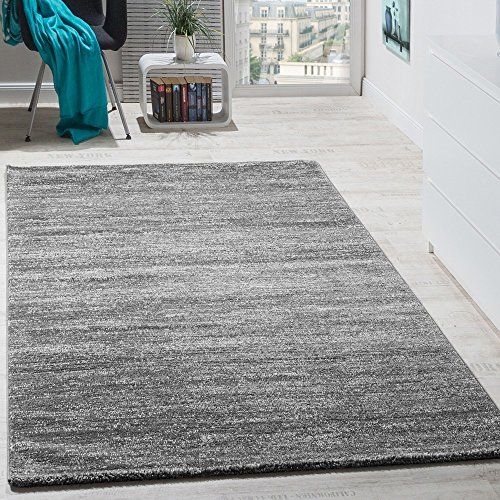 Paco Home Alfombra De Salón Moderna Velour Corto Económica Confortable Mezclada Gris Crema, tamaño:70x250 cm