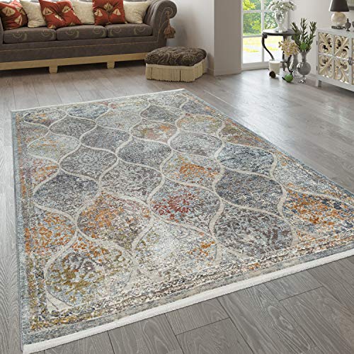 Paco Home Alfombra Salón Motivo Vintage Oriental Ornamentos Mar De Flores Beige Blanco, tamaño:160x230 cm