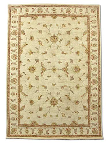 Pak Persian Rugs Alfombra Tradicional Persa de chobi Hecha a Mano de Lana, Color Blanco, 169 x 246 cm, 1,52 m x 2,54 m