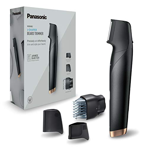 Panasonic ER-GD61-K503 Recortadora de Barba Recargable para Hombre (Forma de Navaja, i-Shaper, Acero Inoxidable, Batería Larga Duración, Lavable, 20 Longitudes de 0.1 a 10 mm, 2 Peines y Funda) Negro