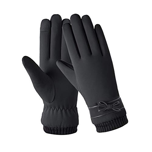 paomo Guantes de equitación cálidos para mujer en invierno, función cortavientos, aislamiento del frío, antideslizantes y resistencia a la abrasión, compatibles con panel táctil, regalo (negro)