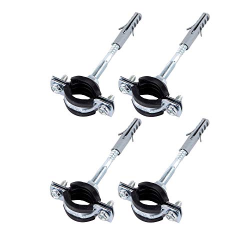 (Paquete de 4 uds.) Soportes de tubo de metal único antivibraciones Clips Abrazaderas Revestimiento de goma para tubos de Ø 20-25 mm (4)