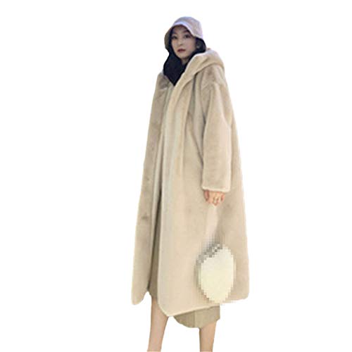 Parkas de Terciopelo de visón de imitación, Abrigos de Piel sintética de Lujo, Prendas de Vestir cálidas Sueltas Gruesas de Invierno para Mujer, Chaqueta con Capucha de Felpa Apricot XL