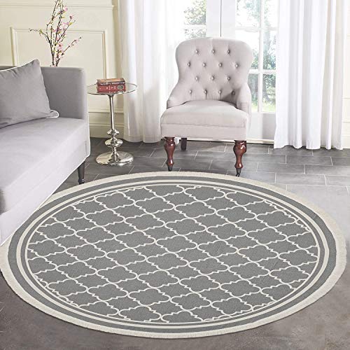 Pauwer - Alfombra redonda de algodón, 120 cm, lavable a máquina, tejida a mano, con borla, para el recibidor, pasillo, hogar, cocina, sala de estar, dormitorio