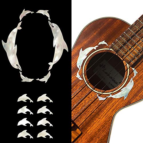 Pegatinas con incrustaciones para ukeleles - Dolphines Fret Marker & Rosette - White Pearl, 10796854