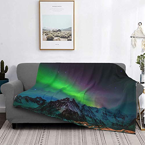 Personalizado Lana Manta,Luces del Norte, Sur de Islandia en el Cielo sobre Las colinas rocosas Vista Nocturna Salvaje,Sala/Cuarto/Sofá Cama Franela Edredón Manta de Tiro,60" X 50"