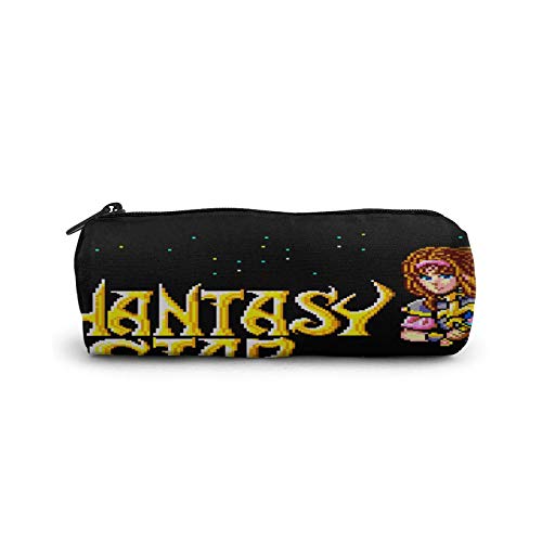 Phantasy Star Retro Video Game Cylinder Cosmetic Bag Casual Cool Cute Students Stationery Box School Supplies Pen Bag Kawaii Girls Beautician Black One Size