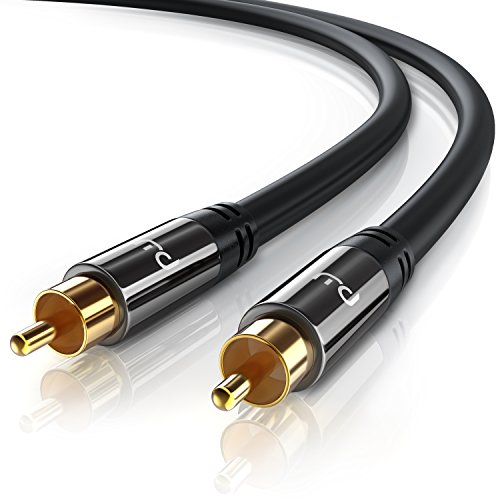 Primewire - 10m HQ Audio RCA Subwoofer Cable - Conector metálico de precisión - Serie Negro