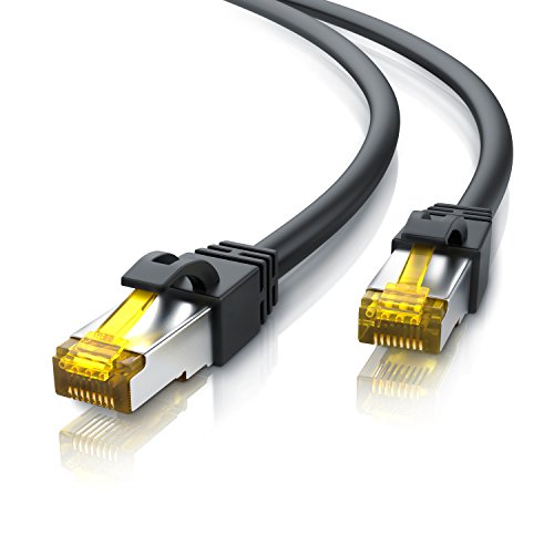 Primewire 3m Cable de Red Gigabit Ethernet Cat 7-10000 Mbit s - Cable de Conexión - Cable Cat 7 en Bruto con apantallamiento S FTP PIMF y Conector RJ45 - Punto de Acceso Switch Router Modem - Negro