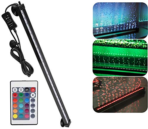 Pssopp Tanque de Peces Burbuja Luz IP68 Impermeable para Acuario Sumergible Luz Submarino Lámpara LED Color Que Cambia la Barra de Luces con Control Remoto de 24 Teclas(46cm)