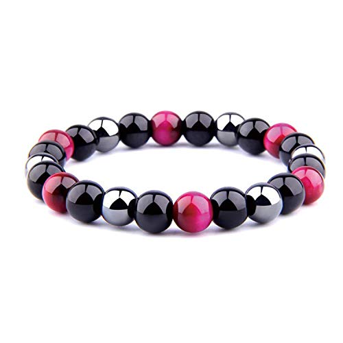 Pulsera Triple Protección Ojo de Tigre Cuentas de Hematita y Obsidiana Negra por UEUC