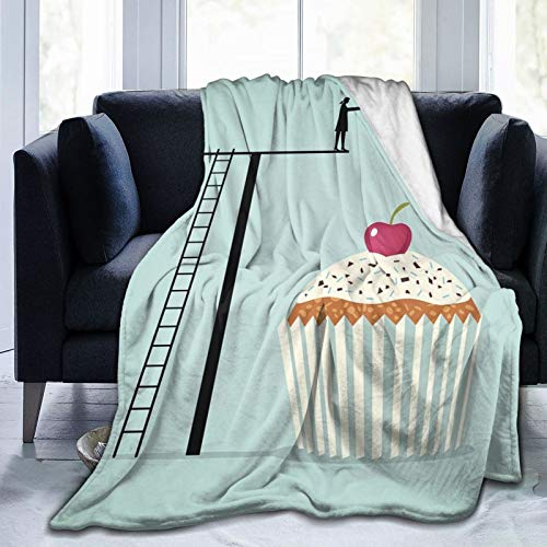 QUEMIN Flannel Fleece Throw Blanket,Woman Dives Into A Delicious Cupcake Soft Cozy Microfiber Durable Couch Blankets Home Decor Perfect for Bed and Sofa Blankets for All Season，（80"x 60"）