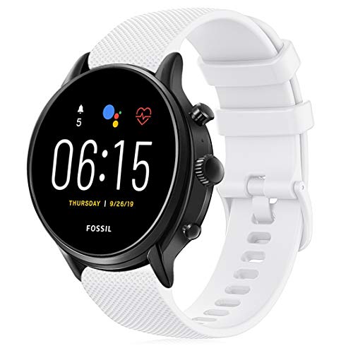 RIOROO Correa Compatible para Garmin Vivoactive 4,Correa Compatible para Fossil Smartwatch Gen 5 / 4 para Hombre Strap 22mm, Blanco Sport Silicona Repuesto Pulsera, Accesorios (sin Reloj)