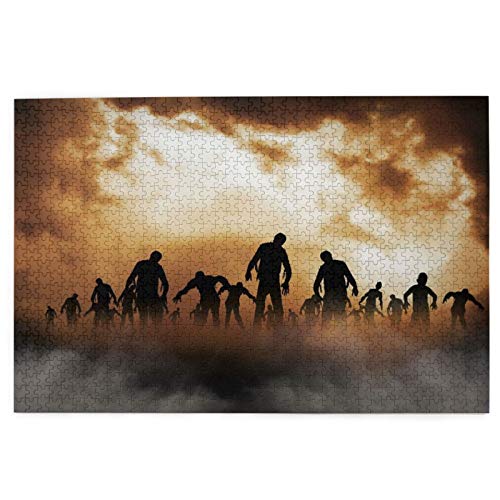 Rompecabezas de 1000 Piezas,Rompecabezas de imágenes,Zombies Dead Men Walking Body In The Doom Mist At Night Sky Juguetes Puzzle for Adultos niños Interesante Juego Juguete Decoración para El Hogar