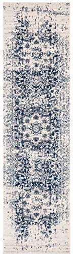 Safavieh Madison Collection mad603d Crema y Azul Marino área Alfombra, Polipropileno, Cream/Navy, 2'3" x 6'